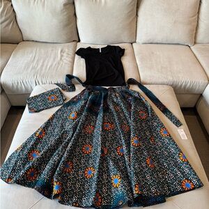Floral Black and Blue Skirt